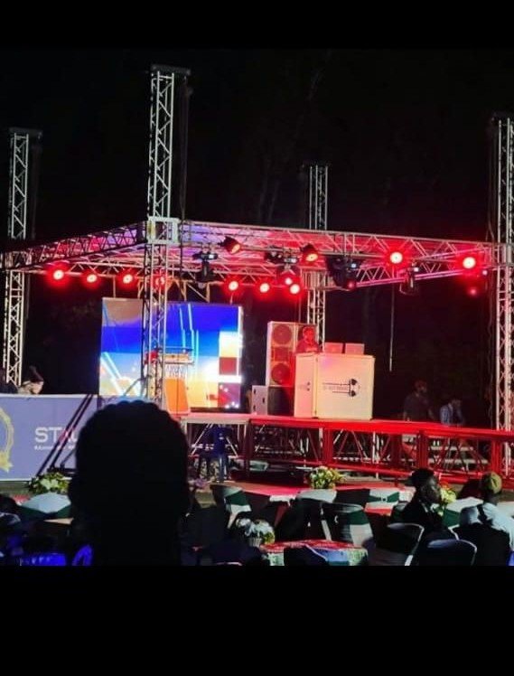 Stage build in an outdoor garden setting